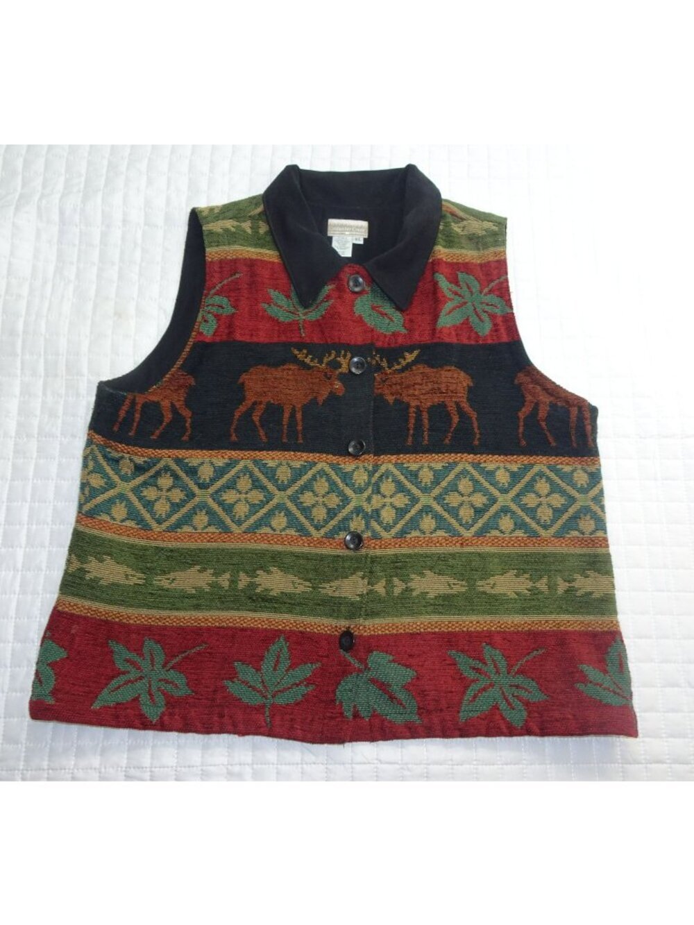 Coldwater Creek Moose Pattern Vest Pattern Size XL